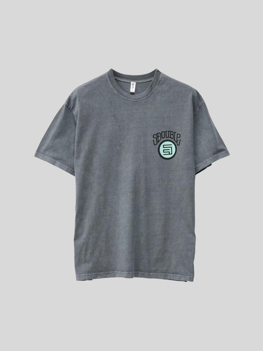Image of a model wearing Tops. Productname: S-Double Goosebumps SS Tee in WASHED STEELE colour by brand - S-Double