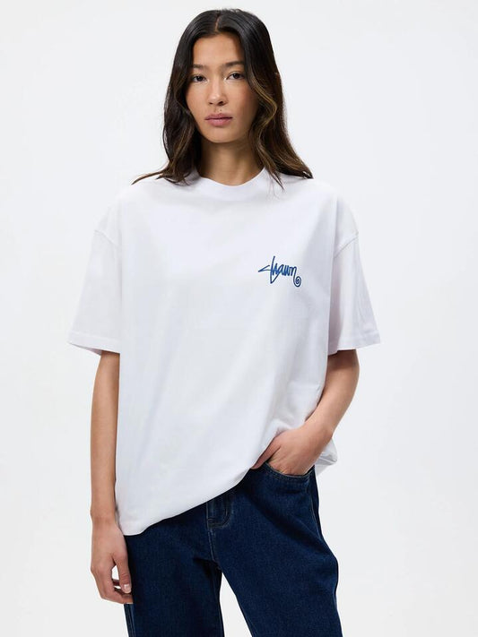 Image of a model wearing Tops. Productname: S-Double Sunburst SS Tee in WHITE colour by brand - S-Double