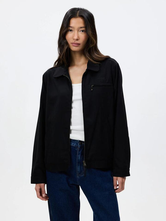 Image of a model wearing Outerwear. Productname: S-Double Womens Gaberdine Zip Jacket in BLACK colour by brand - S-Double