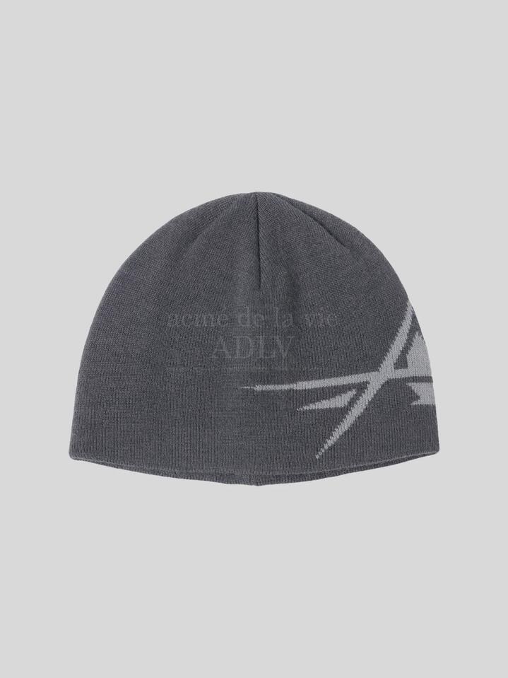 Image of Hats. Productname: ADLV One Point Artwork Beanie ONE SIZE Charcoal in Charcoal colour by brand - ADLV