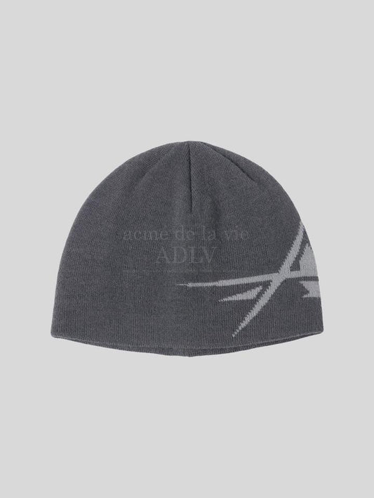 Image of Hats. Productname: ADLV One Point Artwork Beanie ONE SIZE Charcoal in Charcoal colour by brand - ADLV