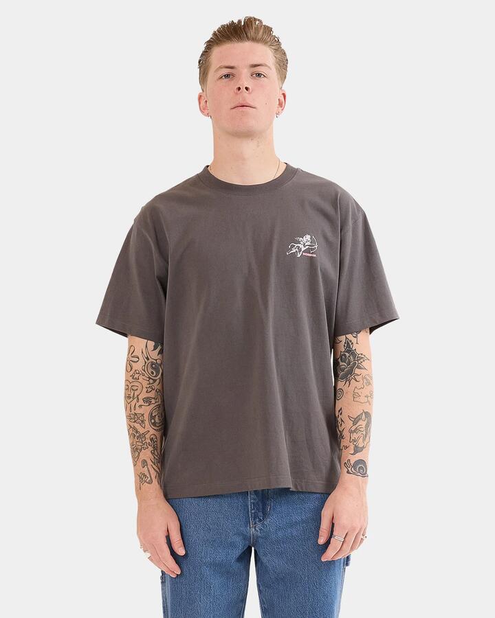 Image of T-Shirts. Product name - Worship Mens Cherub T-Shirt Worn Black in Worn Black colour by brand - Worship