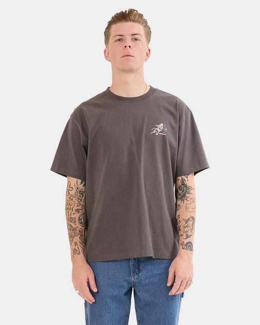 Image of T-Shirts. Product name - Worship Mens Cherub T-Shirt Worn Black in Worn Black colour by brand - Worship