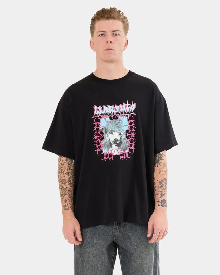 Image of T-Shirts. Product name - Worship Mens Gnasher Oversized T-Shirt Black in Black colour by brand - Worship