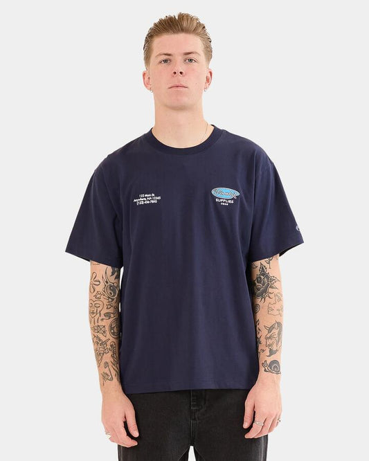 Image of T-Shirts. Product name - Worship Mens Observer T-Shirt Peacoat in Peacoat colour by brand - Worship