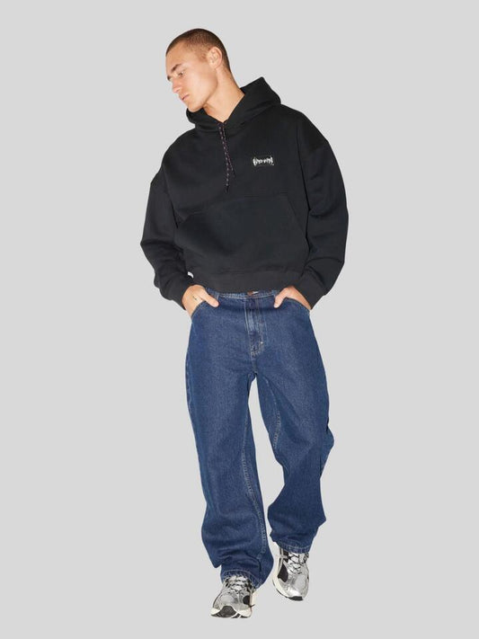 Image of a model wearing Denim. Productname: Abrand A5 Baggy Ralph Patch in Indigo colour by brand - Abrand
