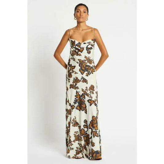 Image of a model wearing Dress. Productname: Loma Maxi Dress in PRINT colour by brand - sass and bide