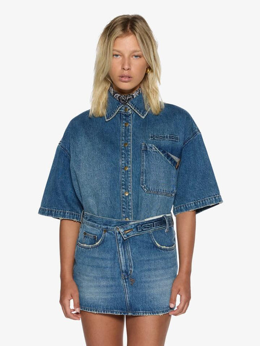 Image of a model wearing Tops. Productname: Ksubi Garage SS Shirt in AGED colour by brand - Ksubi