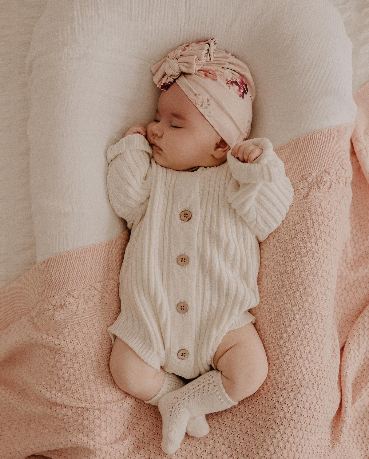 Pink Heirloom Knit Blanket