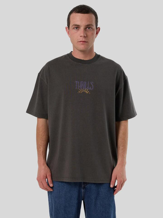 Image of a model wearing Denim. Productname: Thrills Powerful Security and Success Box Fit Oversize in MERCH BLACK colour by brand - Thrills