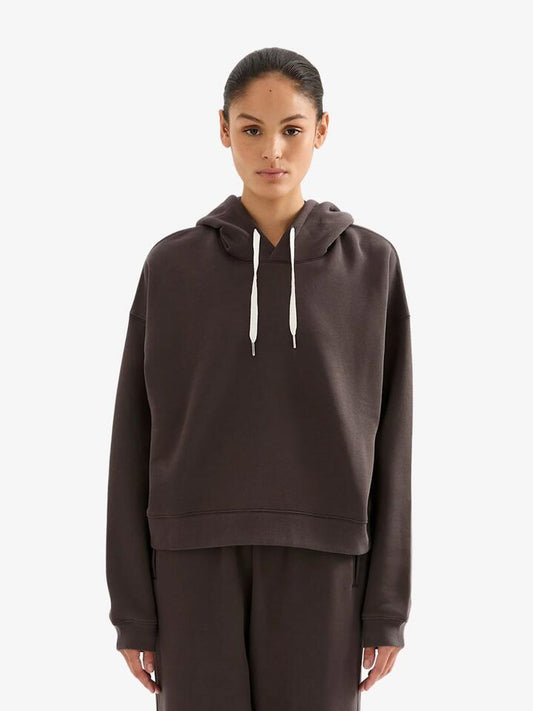 Image of a model wearing Outerwear. Productname: Nude Lucy Carter Classic Hoodie in Coal colour by brand - Nude Lucy