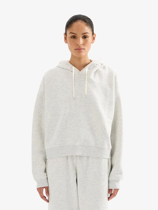 Image of a model wearing Outerwear. Productname: Nude Lucy Carter Classic Hoodie in Snow Marle colour by brand - Nude Lucy