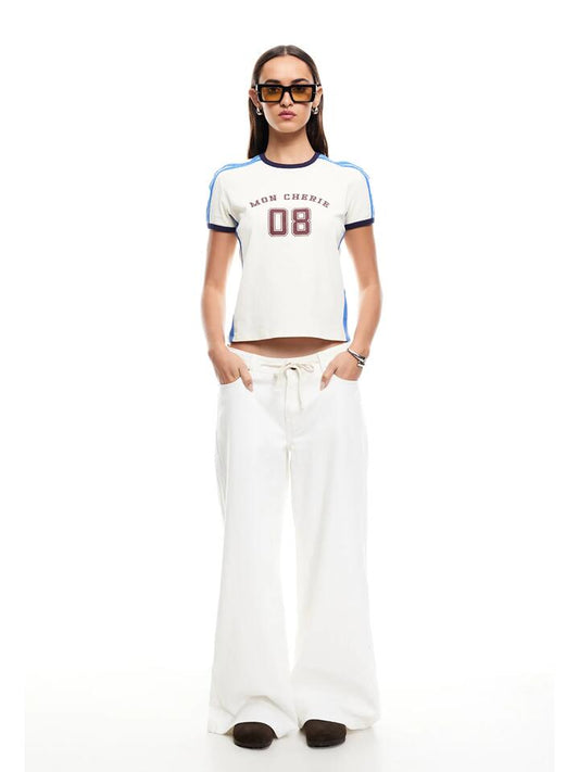 Image of a model wearing Tops. Productname: Lioness Mon Cherie Tee in Porcelain colour by brand - Lioness