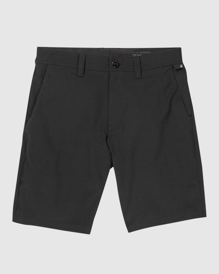 Image of a model wearing Shorts. Product name - Volcom Mens Frickin Cross Shred 20" Hybrid Short Black in Black colour by brand - Volcom