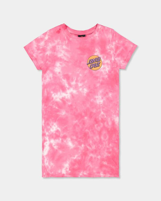 Image of Dresses. Product name - Santa Cruz Girls 8-16 Pop Dot Tie Dye Mini Dress Pink Tie Dye in Pink Tie Dye colour by brand - Santa Cruz