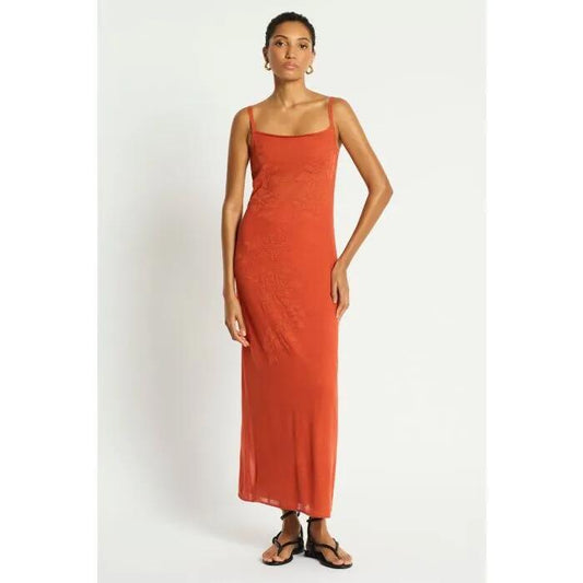 Image of a model wearing Dress. Productname: Amber Sands Knit Dress in APRICOT colour by brand - sass and bide