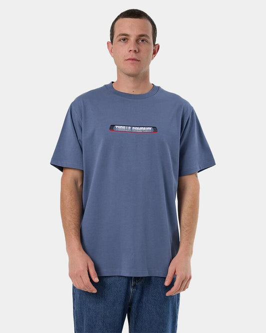 Image of T-Shirts. Productname: Thrills Mens Paid In Full Embro T-Shirt Rustic Blue - in Rustic Blue colour by brand - Thrills
