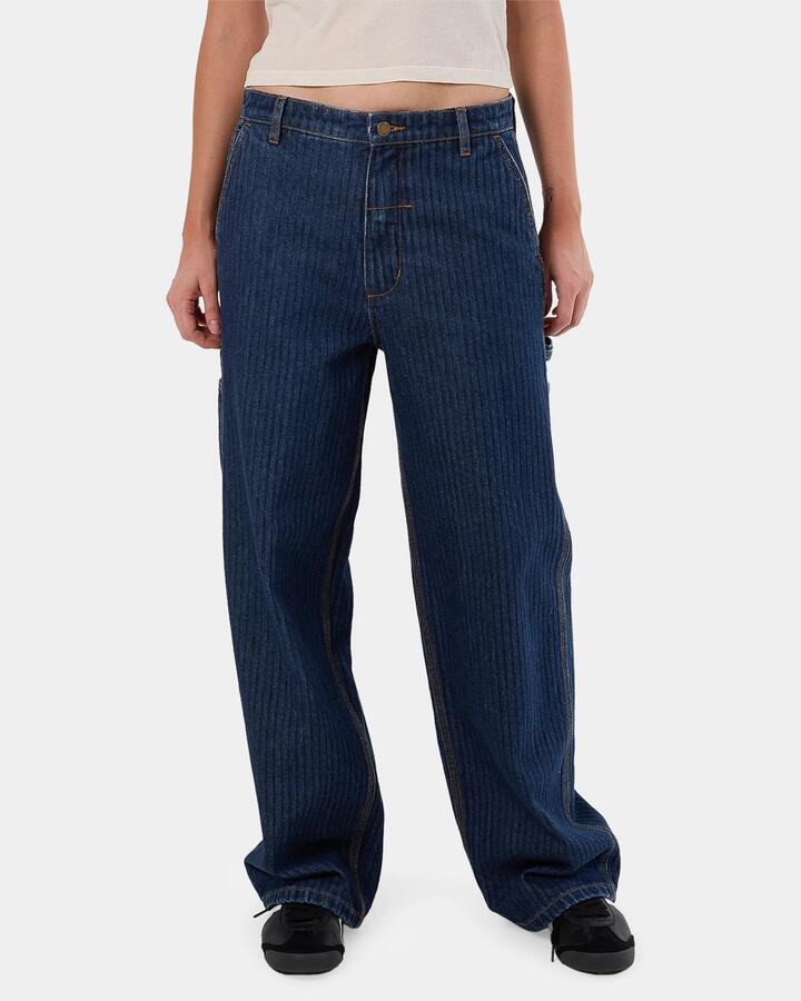 Image of Jeans. Productname: Thrills - Womens Slouch Carpenter Denim Jeans - Rib Rinsed Ink - in Rib Rinsed Ink colour by brand - Thrills