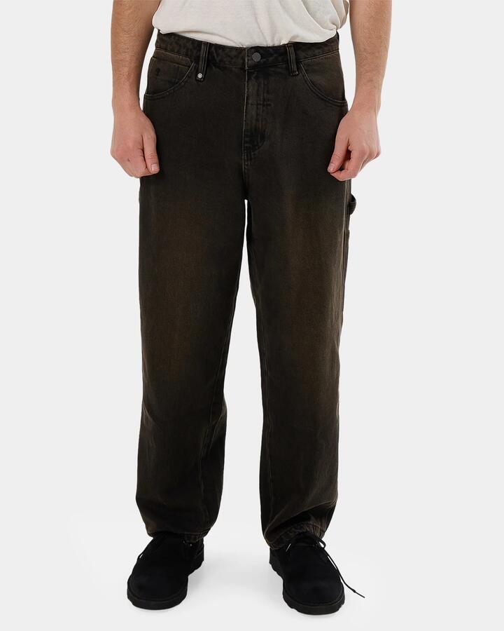 Image of Jeans. Productname: Thrills - Mens Carpenter Big Slacker Carpenter Denim Jeans - Dirty Olive Black - in Dirty Olive Black colour by brand - Thrills