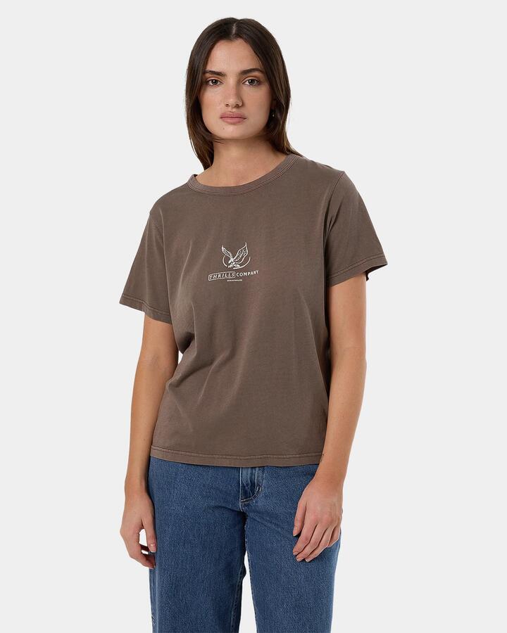 Image of T-Shirts. Product name - Thrills Womens Glory Relaxed T-Shirt Falcon in Falcon colour by brand - Thrills
