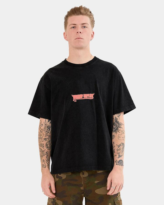Image of T-Shirts. Product name - Worship Mens Who Me? T-Shirt Black in Black colour by brand - Worship
