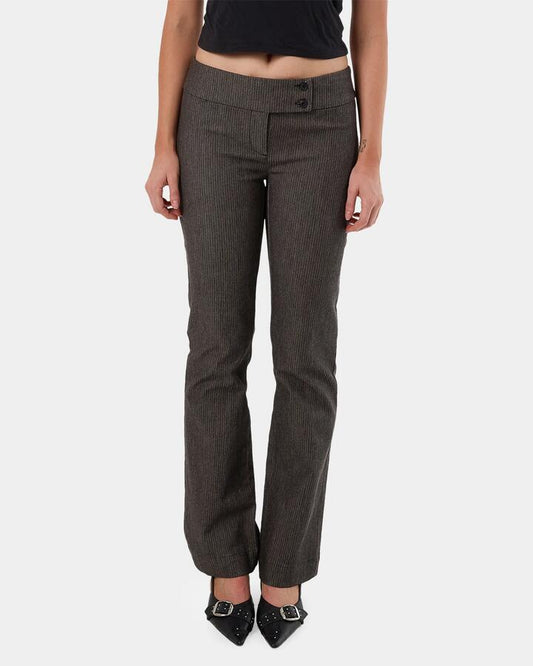 Image of a model wearing Pants. Product name - Thrills Womens Ritual Stripe Pants Carbon in Carbon colour by brand - Thrills