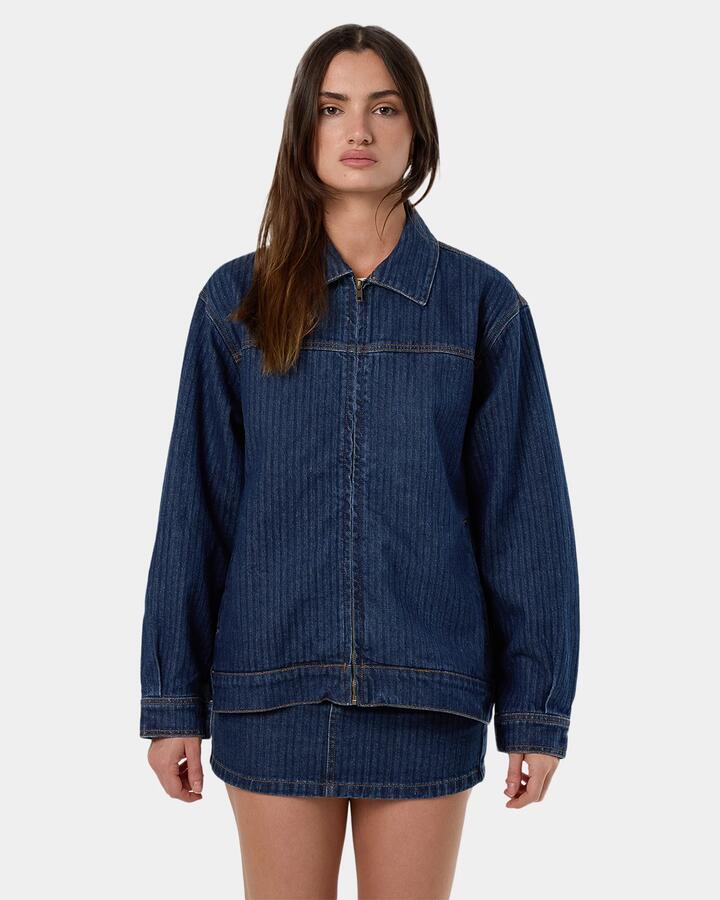 Image of Coats & Jackets. Product name - Thrills Womens Hayden Coach Jacket Rib Rinsed Ink - in Rib Rinsed Ink colour by brand - Thrills