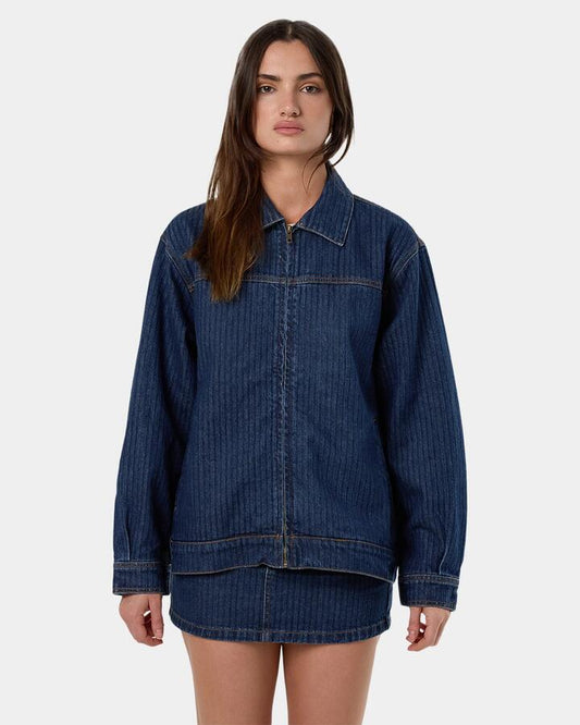 Image of Coats & Jackets. Product name - Thrills Womens Hayden Coach Jacket Rib Rinsed Ink - in Rib Rinsed Ink colour by brand - Thrills