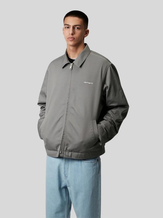 Image of a model wearing Outerwear. Productname: Carhartt Wip Module Script Jacket in Yosemite/White colour by brand - Carhartt Wip