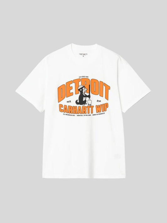 Image of a model wearing Tops. Productname: Carhartt Wip S/S Underground T-Shirt in White colour by brand - Carhartt Wip