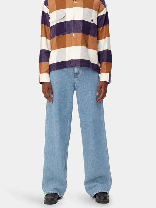Image of a model wearing Pants. Productname: Carhartt Wip Jane Pants in Blue colour by brand - Carhartt Wip