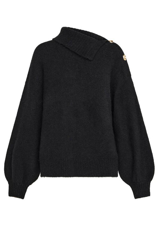 Image of a model wearing Outerwear. Productname: Vivienne Knit Jumper in Black colour by brand - MOS The Label