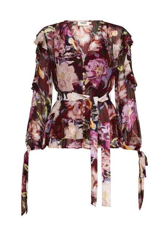 Image of a model wearing Tops. Productname: Giselle Blouse in Giselle Print colour by brand - MOS The Label