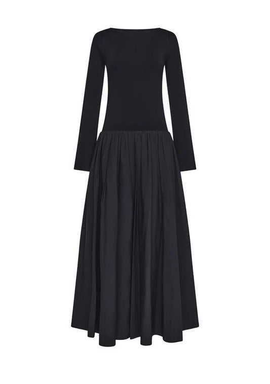 Image of a model wearing Dress. Productname: Nicolette Midi Dress in Black colour by brand - MOS The Label