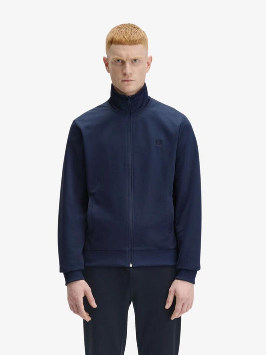 Image of a model wearing Outerwear. Productname: Fred Perry Track Jacket in TENNIS BLUE colour by brand - Fred Perry
