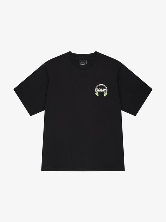 Image of a model wearing Tops. Productname: Boiler Room Piercing Tee in BLACK colour by brand - Boiler Room