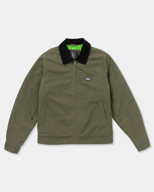 Image of a model wearing Outerwear. Productname: Volcom - Mens Voider Lined Jacket - Wintermoss - in Wintermoss colour by brand - Volcom