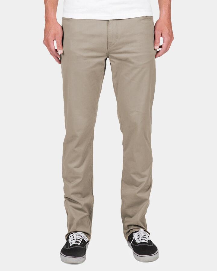 Image of a model wearing Pants. Productname: Volcom Mens Solver Lite 5 Pocket Pants Brindle - in Brindle colour by brand - Volcom