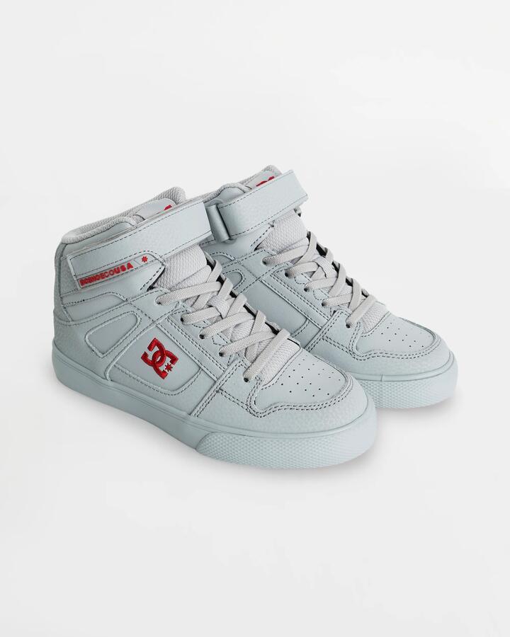 Image of Shoes. Productname: DC Shoes Boys 4-16 Pure High-Top Skate Shoes Grey/Red - in Grey/Red colour by brand - DC Shoes