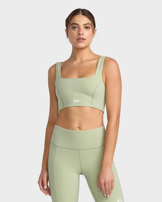 Image of Activewear. Productname: RVCA Womens Va Square Neck Sports Bra Green Tea - in Green Tea colour by brand - RVCA