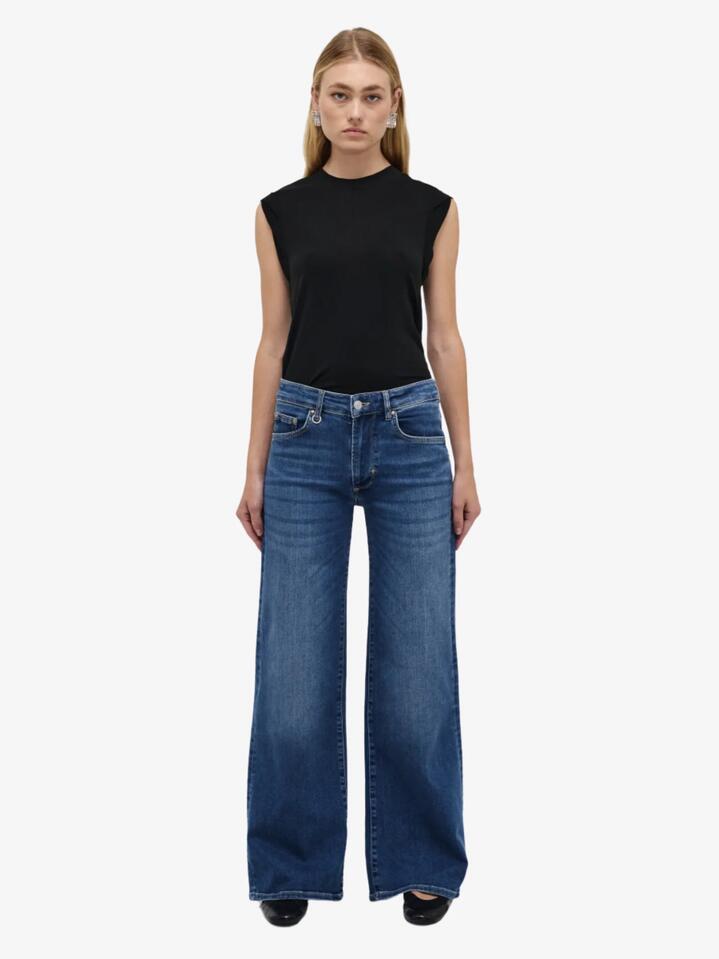 Image of a model wearing Denim. Productname: Neuw Eva Wide in INDIGO colour by brand - Neuw