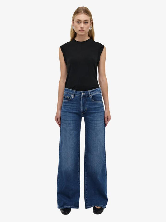 Image of a model wearing Denim. Productname: Neuw Eva Wide in INDIGO colour by brand - Neuw
