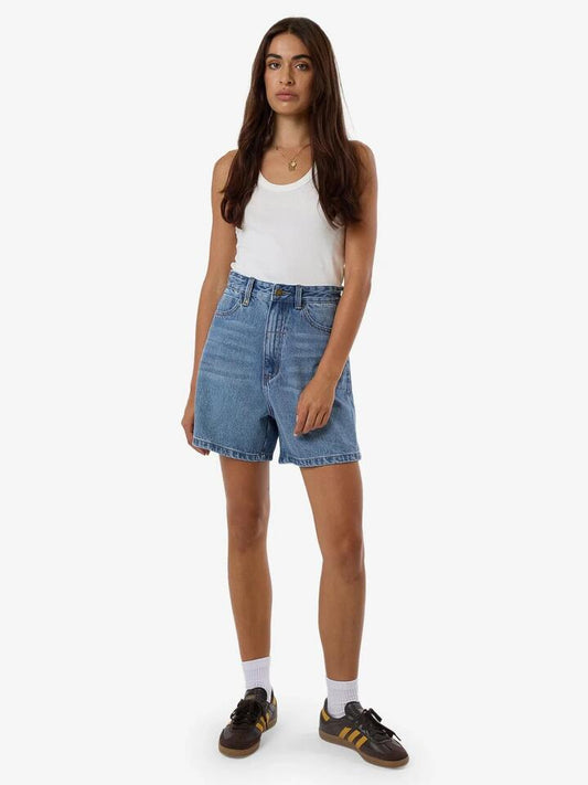 Image of a model wearing Shorts. Productname: Thrills Koko Short in Dark Dust Blue colour by brand - Thrills
