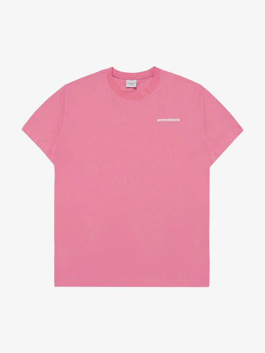 Image of a model wearing Shorts. Productname: ADLV Bold Font Logo Short Sleeve T-shirt in PINK colour by brand - ADLV