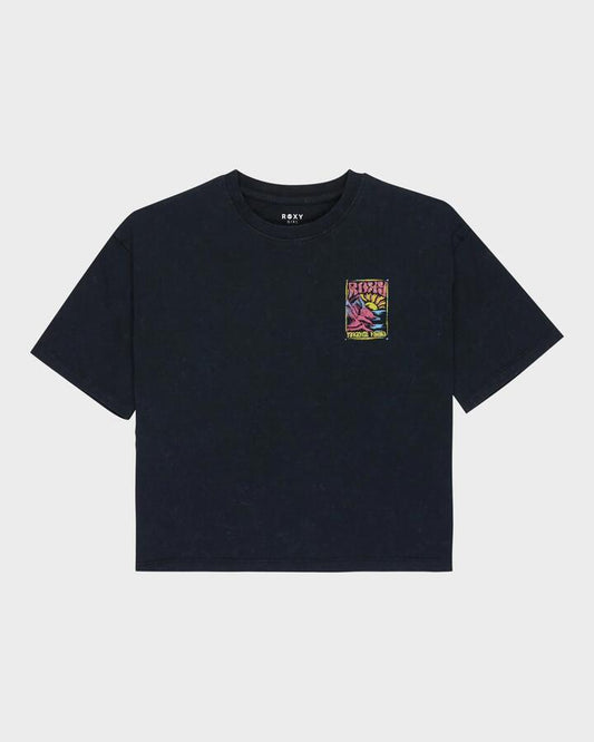 Image of a model wearing Tops. Productname: Roxy Girls 8-16 Daisyloose Season T-Shirt Anthracite - in Anthracite colour by brand - Roxy