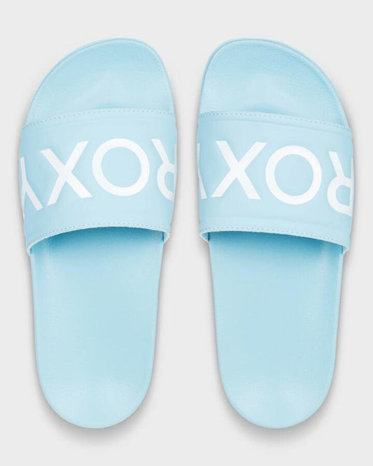 Image of Slippers. Productname: Roxy Womens Slippy Ii Slides Sky Blue/White - in Sky Blue/White colour by brand - Roxy