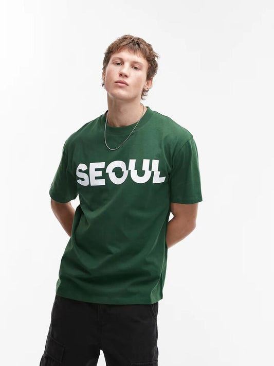 Topman Seoul Print Oversized T-Shirt (Green)