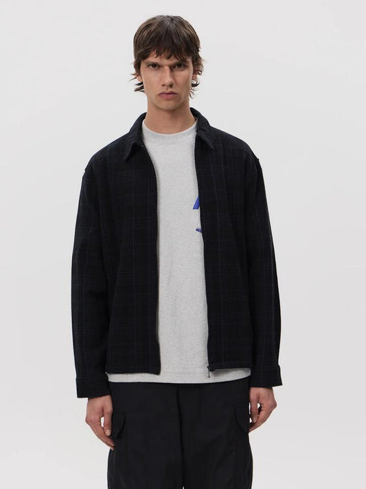 Image of a model wearing Tops. Productname: Article One Porter Zip Shirt in Black/Blue colour by brand - Article One