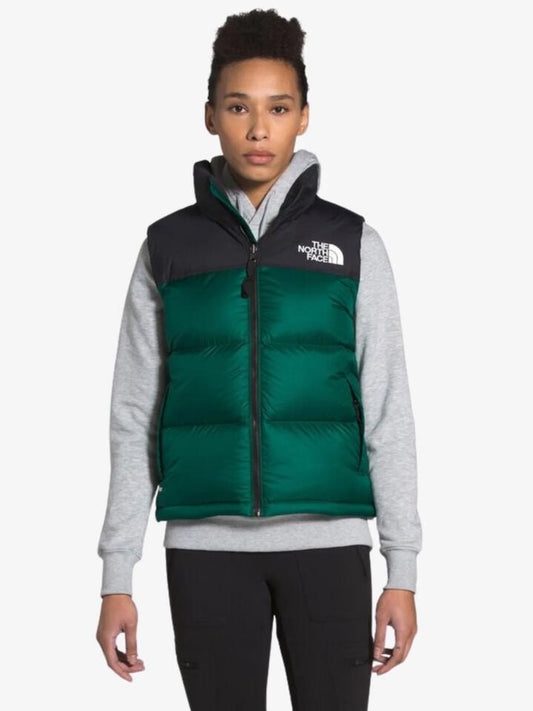 Image of a model wearing Tops. Productname: The North Face 1996 Retro Nuptse Vest in Evergreen colour by brand - The North Face