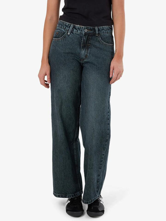 Image of a model wearing Denim. Productname: Thrills Billie Low Jean in METAL BLUE colour by brand - Thrills